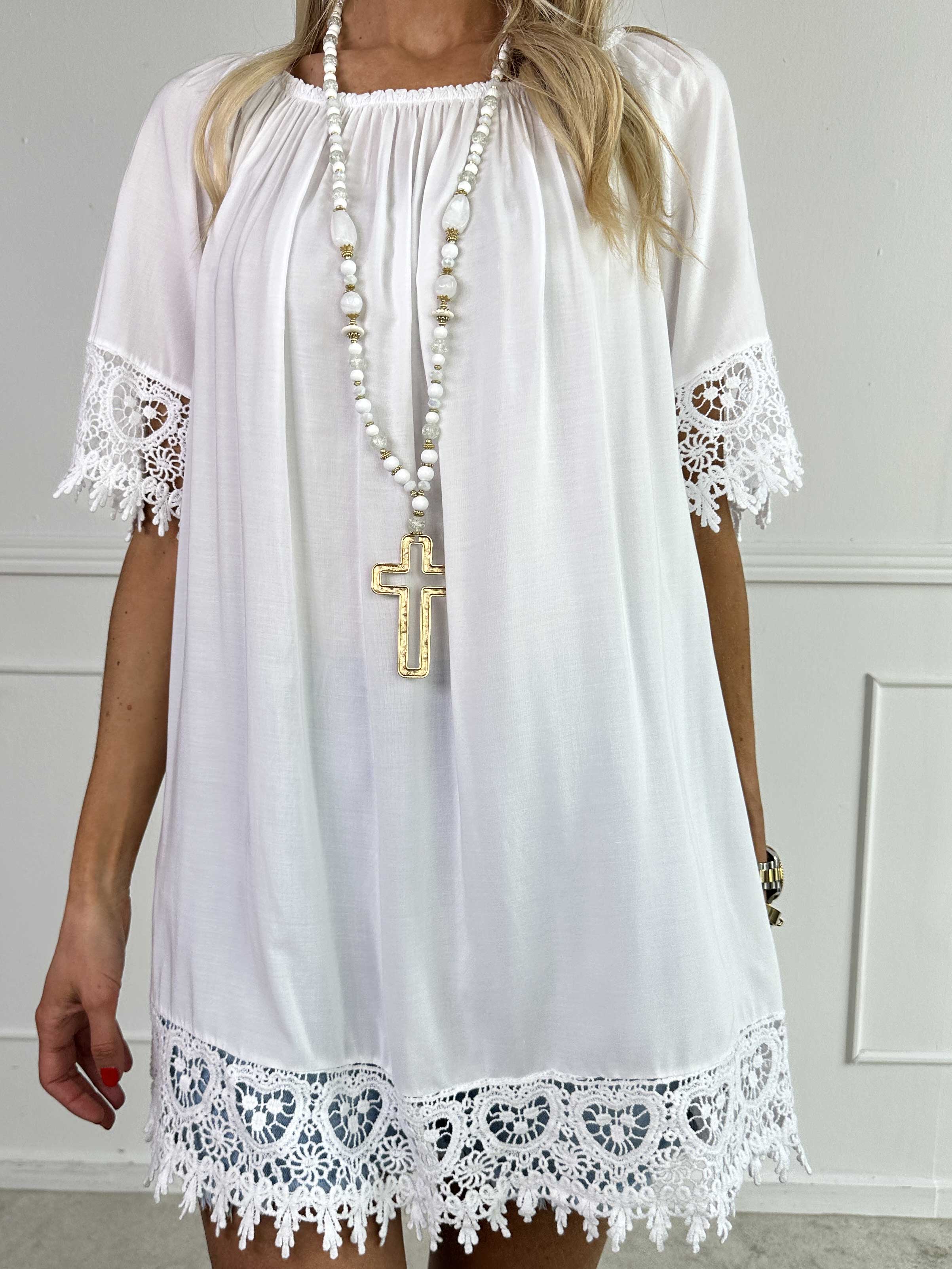 Carnelia - Sød tunikakjole i viskose med broderet kanter